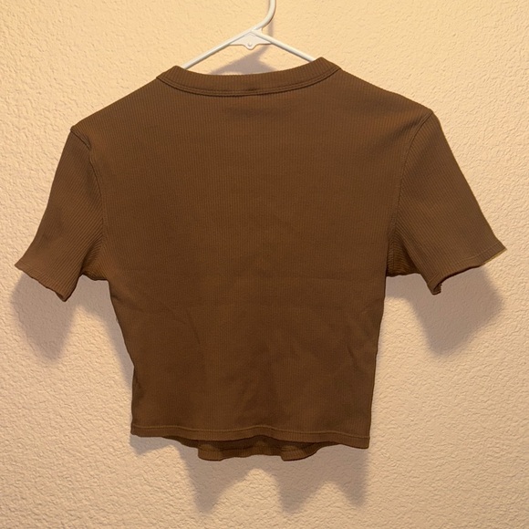 Fabletics Brown Ribbed Crop Top - Picture 4 of 4